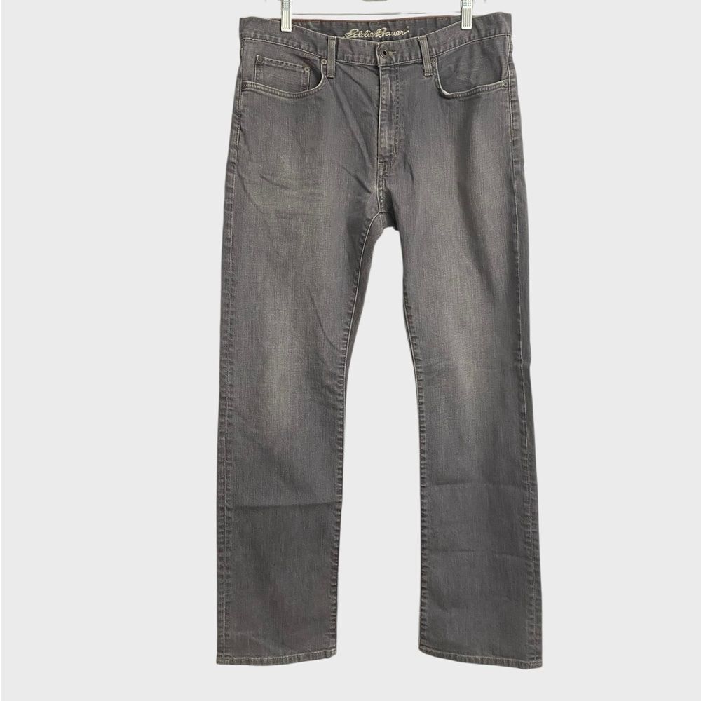 Eddie Bauer Men's Straight Fit Jeans Size 36x34 Grey Wash Preppy Casual Urban